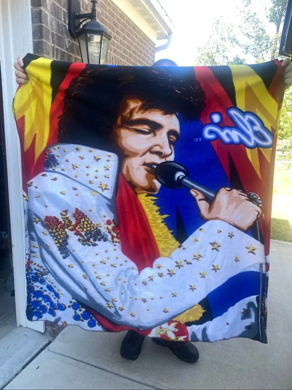 Elvis Presley 2012 polyester fleece the Northwest Company blanket Stain